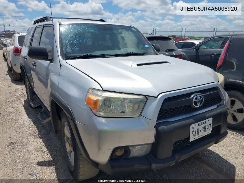 2010 Toyota 4Runner Trail V6 VIN: JTEBU5JR4A5008920 Lot: 42619403
