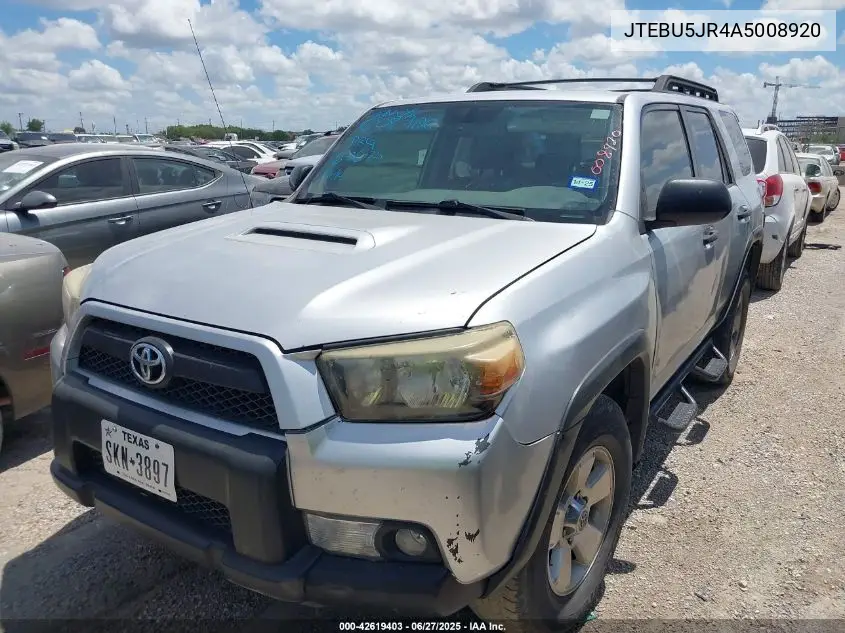 2010 Toyota 4Runner Trail V6 VIN: JTEBU5JR4A5008920 Lot: 42619403