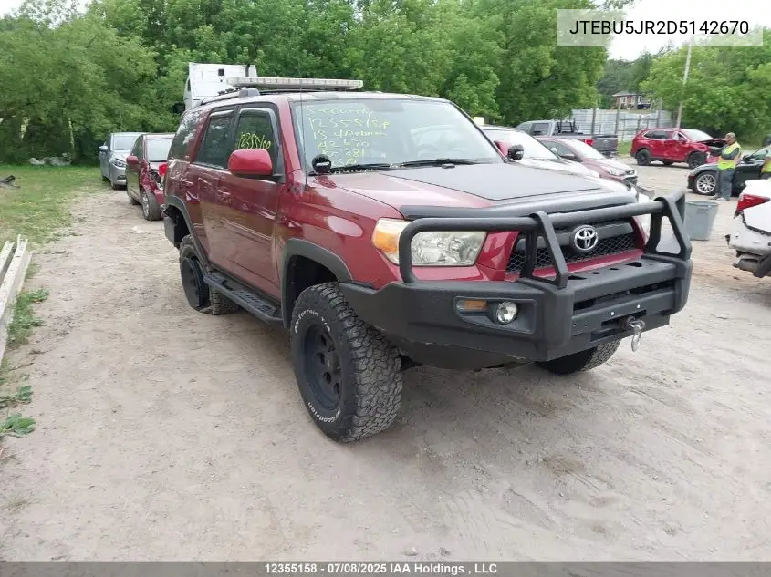 2013 Toyota 4Runner Sr5 V6 VIN: JTEBU5JR2D5142670 Lot: 12355158
