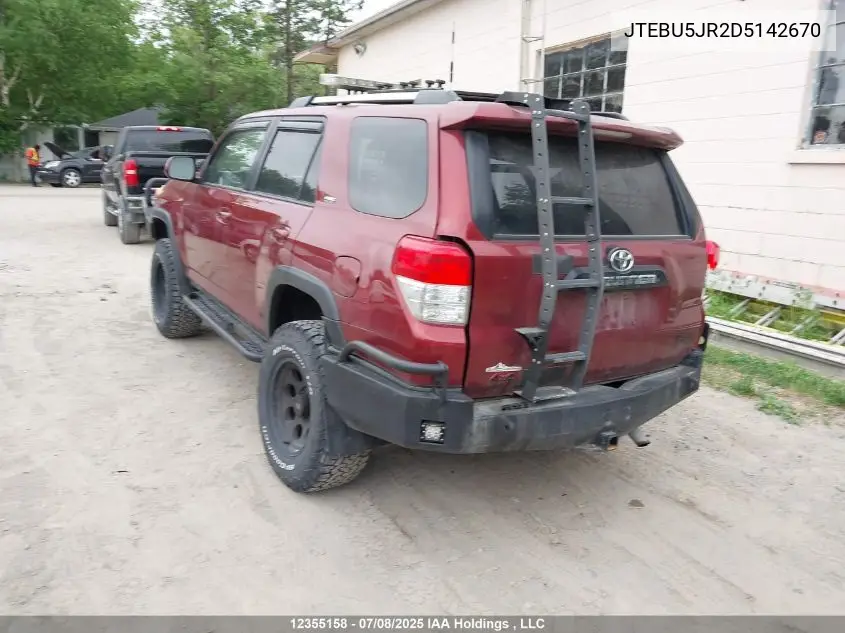 2013 Toyota 4Runner Sr5 V6 VIN: JTEBU5JR2D5142670 Lot: 12355158