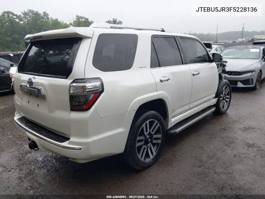 2015 Toyota 4Runner Limited VIN: JTEBU5JR3F5228136 Lot: 42606993