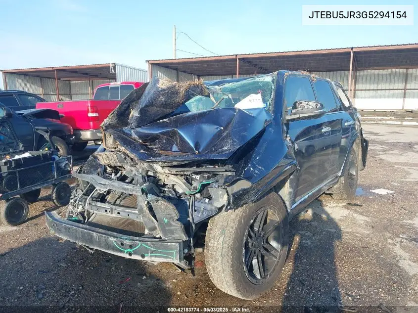 2016 Toyota 4Runner Limited VIN: JTEBU5JR3G5294154 Lot: 42183774