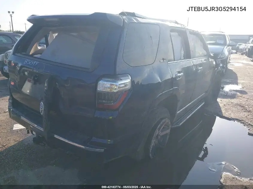 2016 Toyota 4Runner Limited VIN: JTEBU5JR3G5294154 Lot: 42183774