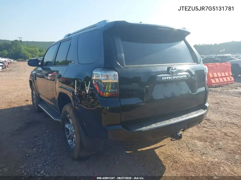 2016 Toyota 4Runner Sr5/Limited/Sr5 Premium VIN: JTEZU5JR7G5131781 Lot: 42601247