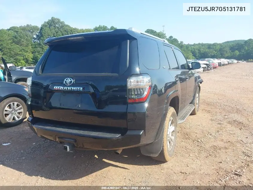 2016 Toyota 4Runner Sr5/Limited/Sr5 Premium VIN: JTEZU5JR7G5131781 Lot: 42601247