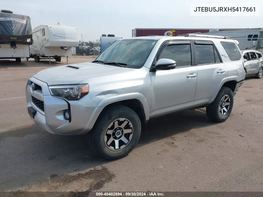 2017 Toyota 4Runner Trd Off Road Premium VIN: JTEBU5JRXH5417661 Lot: 40482894