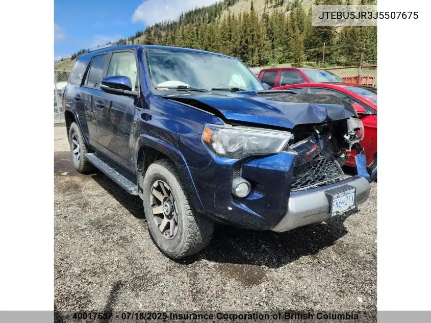 2018 Toyota 4Runner Sr5 VIN: JTEBU5JR3J5507675 Lot: 40017637