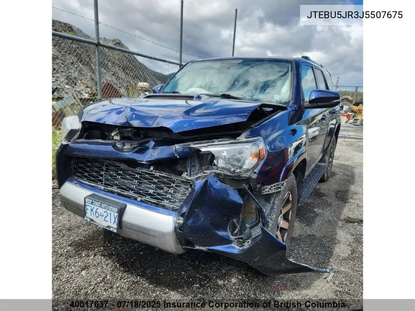 2018 Toyota 4Runner Sr5 VIN: JTEBU5JR3J5507675 Lot: 40017637