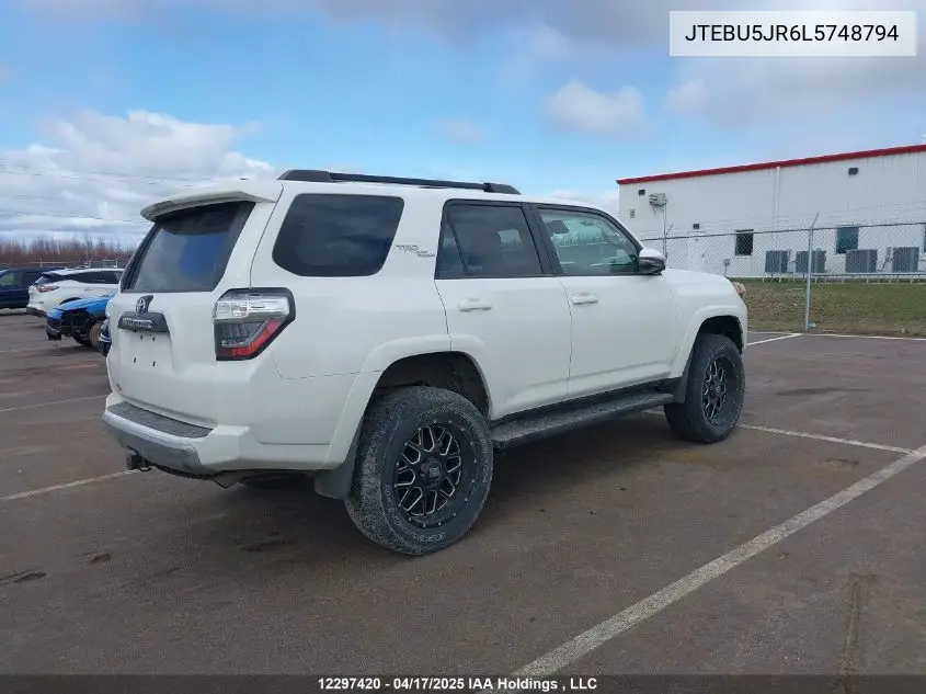 2020 Toyota 4Runner VIN: JTEBU5JR6L5748794 Lot: 12297420