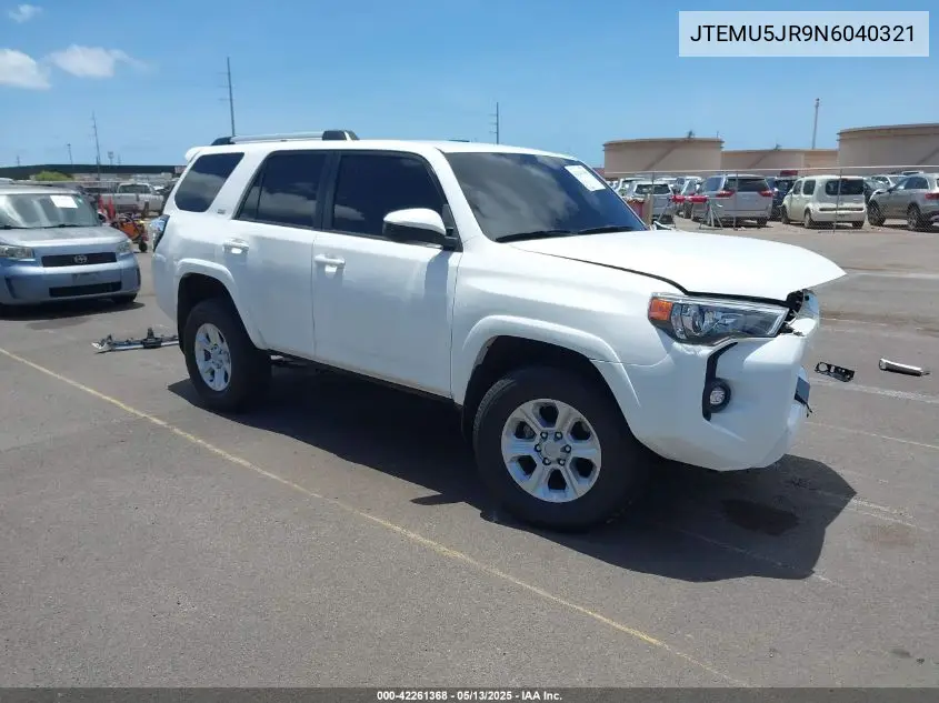 2022 Toyota 4Runner Sr5 VIN: JTEMU5JR9N6040321 Lot: 42261368