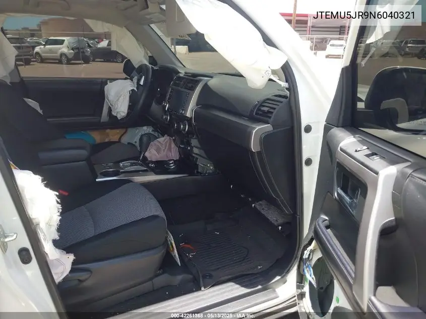 2022 Toyota 4Runner Sr5 VIN: JTEMU5JR9N6040321 Lot: 42261368