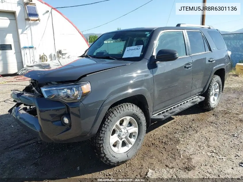2024 Toyota 4Runner Sr5 VIN: JTEMU5JR8R6301136 Lot: 42564282
