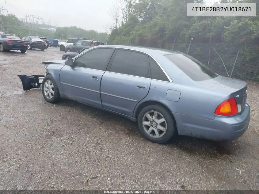 2000 Toyota Avalon Xls VIN: 4T1BF28B2YU018671 Lot: 42608089