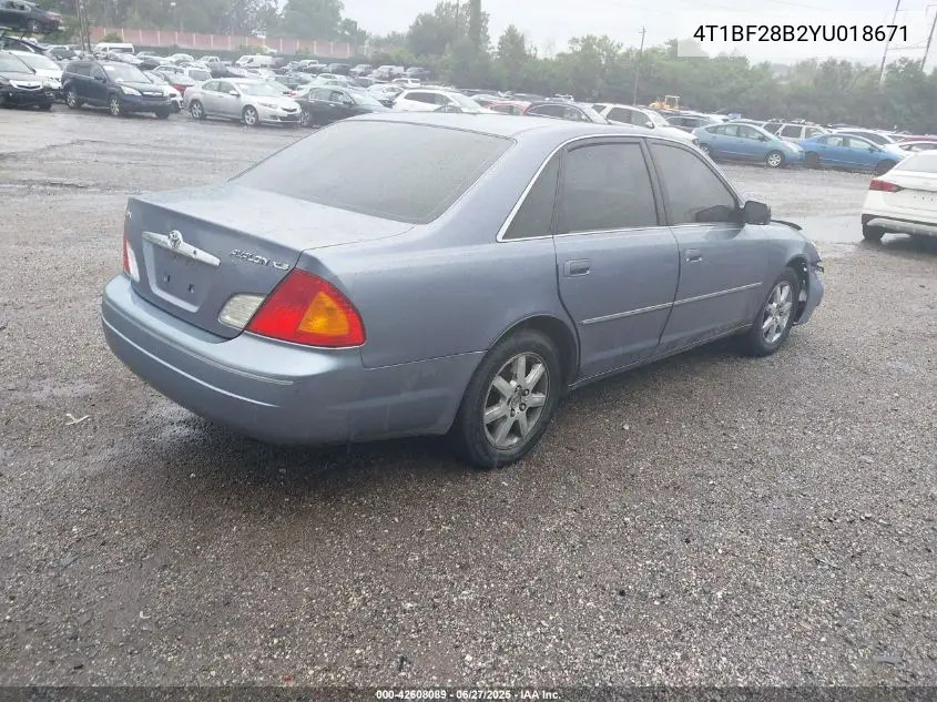 2000 Toyota Avalon Xls VIN: 4T1BF28B2YU018671 Lot: 42608089