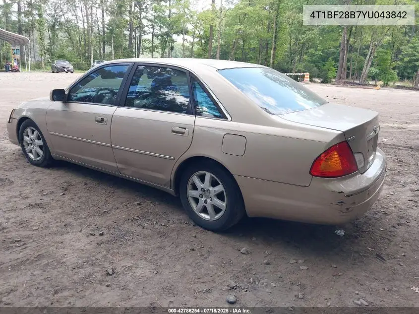 2000 Toyota Avalon Xls VIN: 4T1BF28B7YU043842 Lot: 42786254
