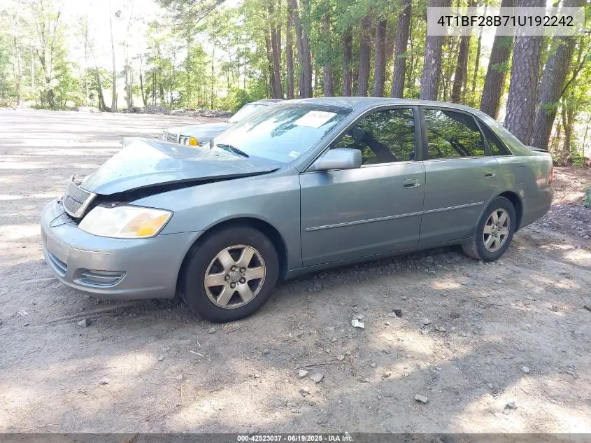 2001 Toyota Avalon Xl VIN: 4T1BF28B71U192242 Lot: 42523037