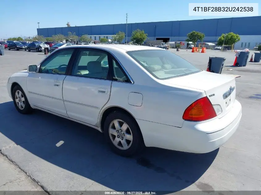 2002 Toyota Avalon Xl VIN: 4T1BF28B32U242538 Lot: 42630330