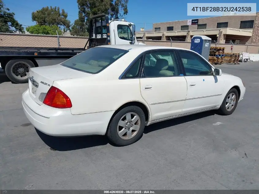 2002 Toyota Avalon Xl VIN: 4T1BF28B32U242538 Lot: 42630330