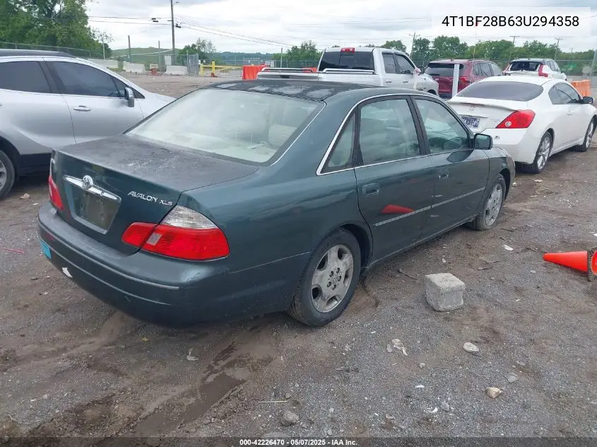2003 Toyota Avalon Xls VIN: 4T1BF28B63U294358 Lot: 42226470