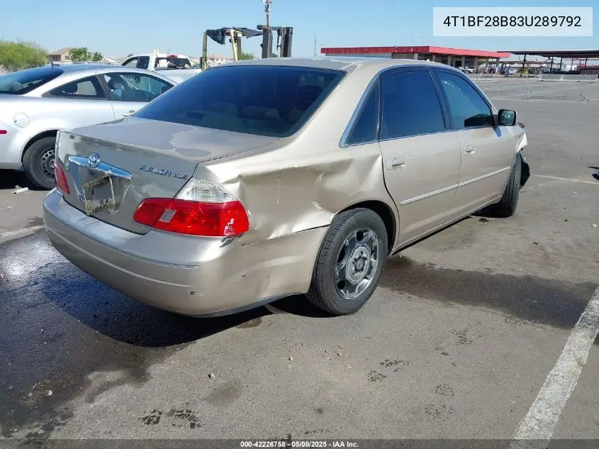 2003 Toyota Avalon Xls VIN: 4T1BF28B83U289792 Lot: 42226758