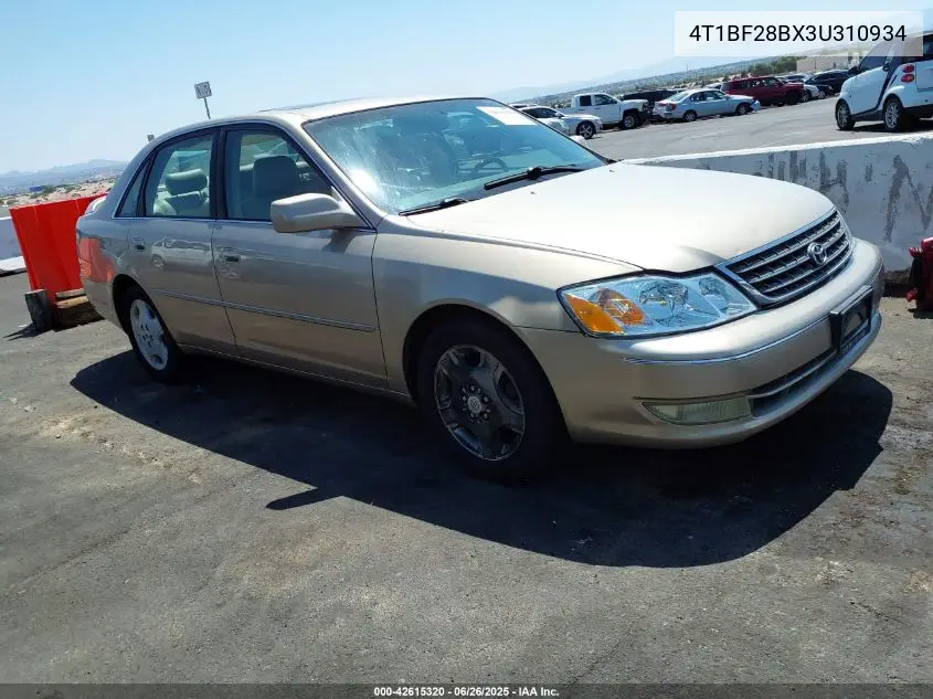 2003 Toyota Avalon Xls VIN: 4T1BF28BX3U310934 Lot: 42615320