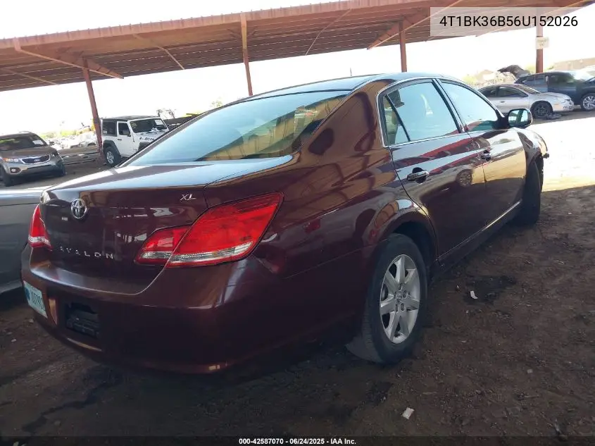 2006 Toyota Avalon Xl VIN: 4T1BK36B56U152026 Lot: 42587070