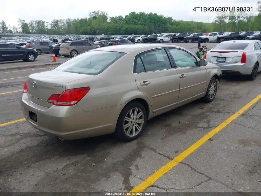 2007 Toyota Avalon Limited VIN: 4T1BK36B07U190331 Lot: 42265318
