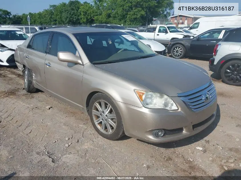 2008 Toyota Avalon Xl/Xls/Touring/Limited VIN: 4T1BK36B28U316187 Lot: 42594452