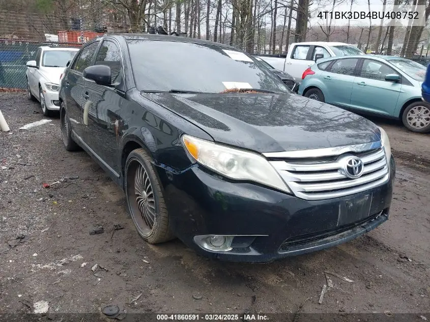 2011 Toyota Avalon VIN: 4T1BK3DB4BU408752 Lot: 41860591