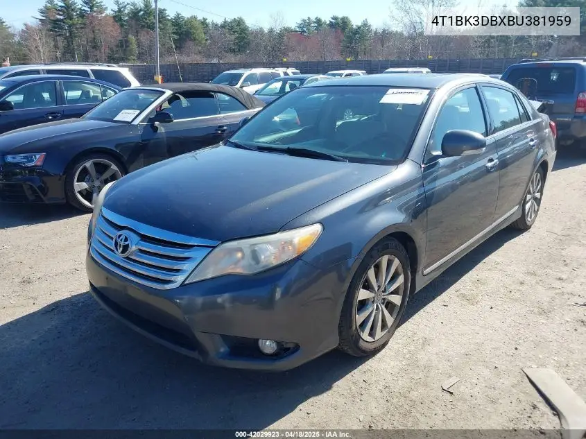 2011 Toyota Avalon Limited VIN: 4T1BK3DBXBU381959 Lot: 42029923