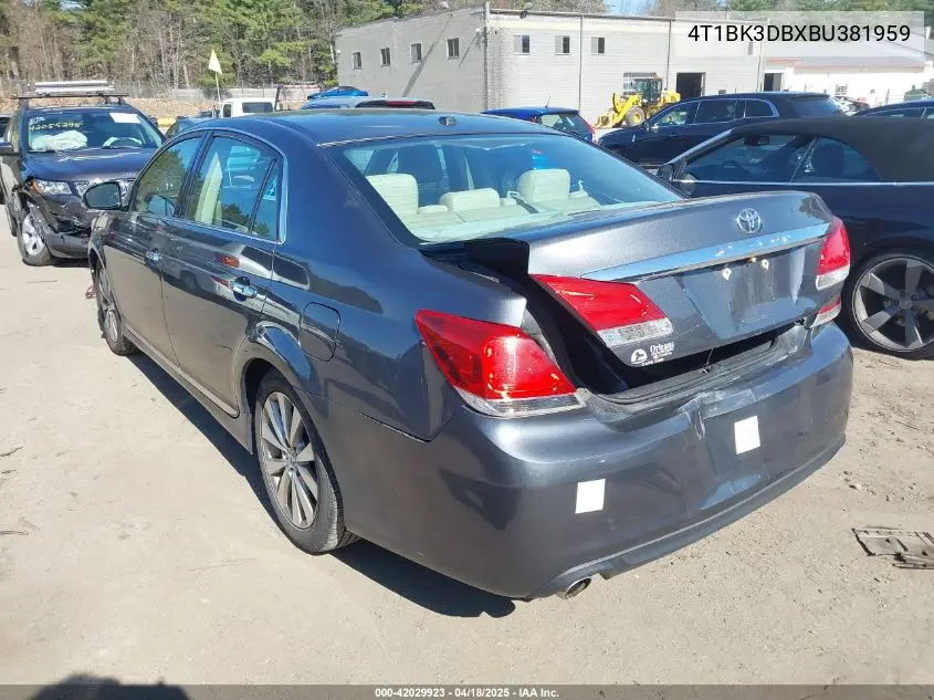 2011 Toyota Avalon Limited VIN: 4T1BK3DBXBU381959 Lot: 42029923