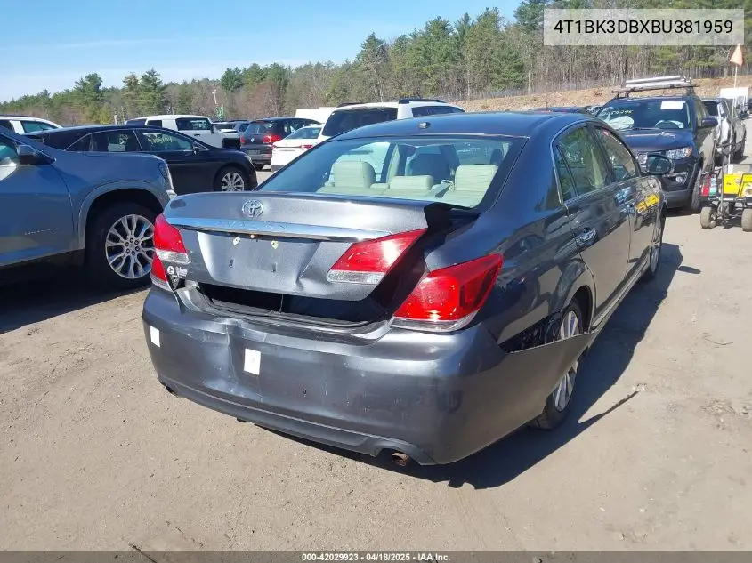 2011 Toyota Avalon Limited VIN: 4T1BK3DBXBU381959 Lot: 42029923