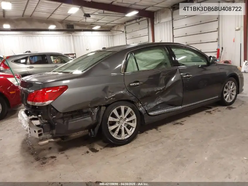 2011 Toyota Avalon Limited VIN: 4T1BK3DB6BU408722 Lot: 42159098