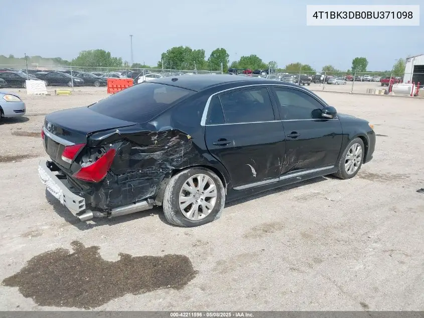 2011 Toyota Avalon VIN: 4T1BK3DB0BU371098 Lot: 42211596