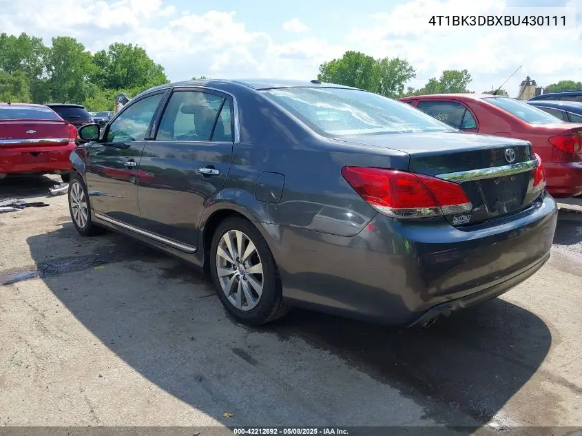 2011 Toyota Avalon Limited VIN: 4T1BK3DBXBU430111 Lot: 42212692