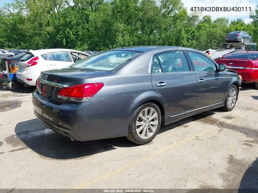 2011 Toyota Avalon Limited VIN: 4T1BK3DBXBU430111 Lot: 42212692