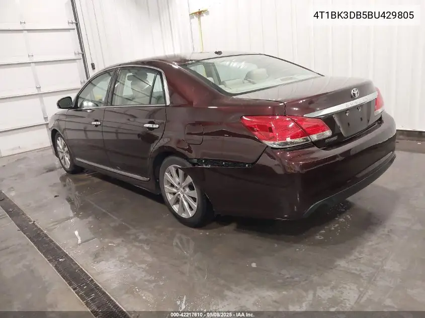 2011 Toyota Avalon Limited VIN: 4T1BK3DB5BU429805 Lot: 42217610