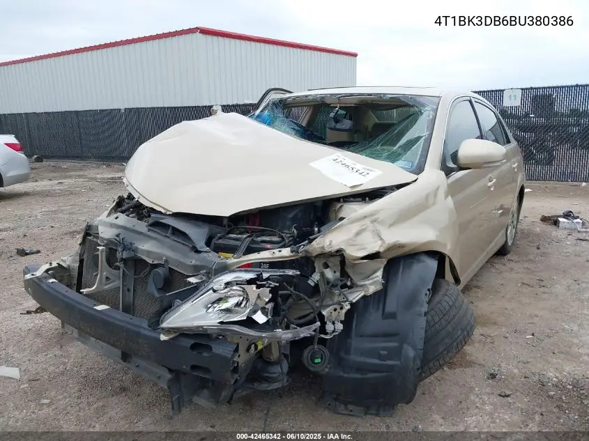 2011 Toyota Avalon VIN: 4T1BK3DB6BU380386 Lot: 42465342