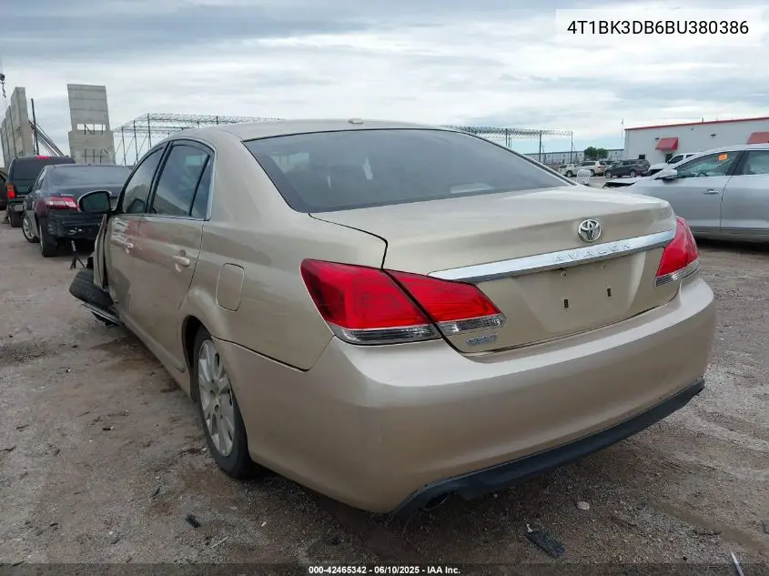2011 Toyota Avalon VIN: 4T1BK3DB6BU380386 Lot: 42465342