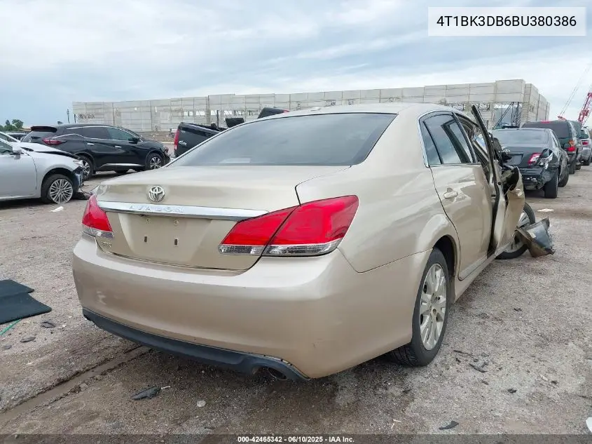 2011 Toyota Avalon VIN: 4T1BK3DB6BU380386 Lot: 42465342