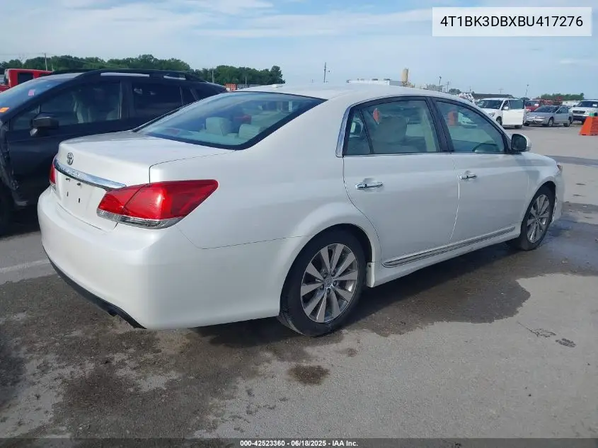 2011 Toyota Avalon Limited VIN: 4T1BK3DBXBU417276 Lot: 42523360