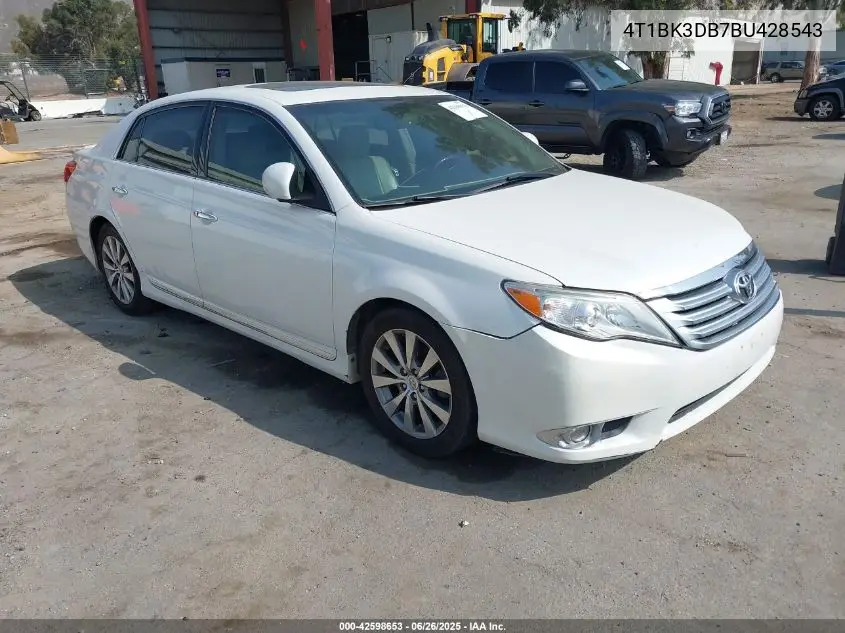 2011 Toyota Avalon Limited VIN: 4T1BK3DB7BU428543 Lot: 42598653
