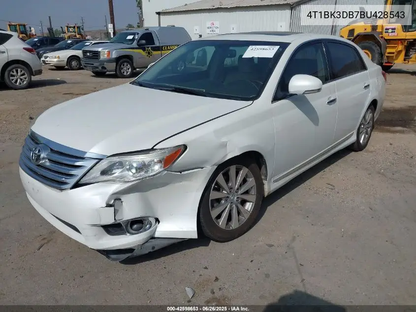 2011 Toyota Avalon Limited VIN: 4T1BK3DB7BU428543 Lot: 42598653