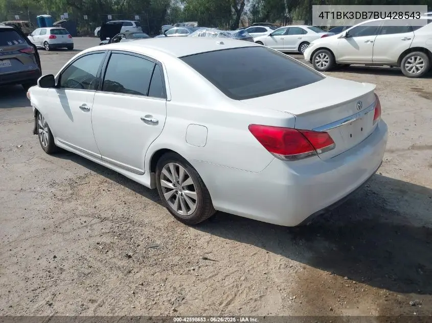 2011 Toyota Avalon Limited VIN: 4T1BK3DB7BU428543 Lot: 42598653
