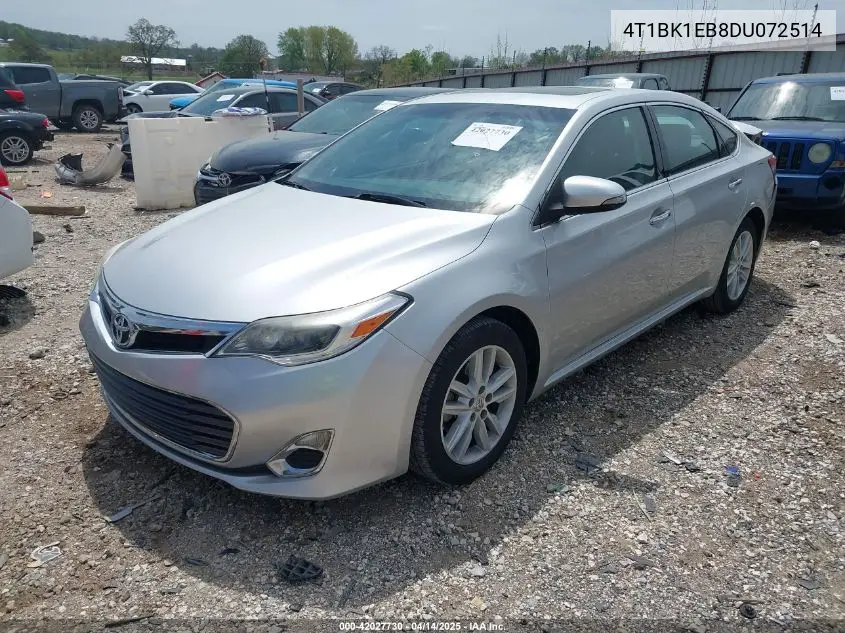 2013 Toyota Avalon Xle Premium VIN: 4T1BK1EB8DU072514 Lot: 42027730