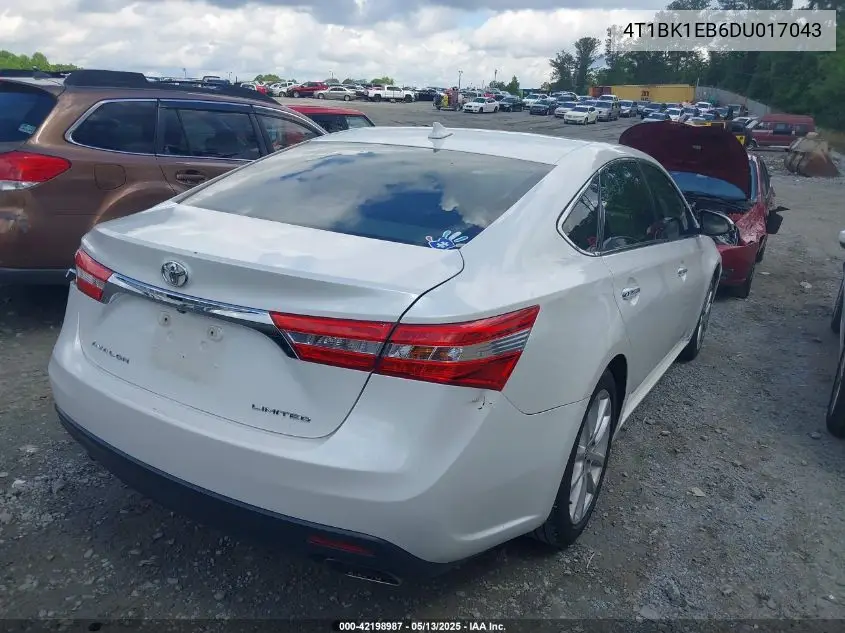 2013 Toyota Avalon Limited VIN: 4T1BK1EB6DU017043 Lot: 42198987