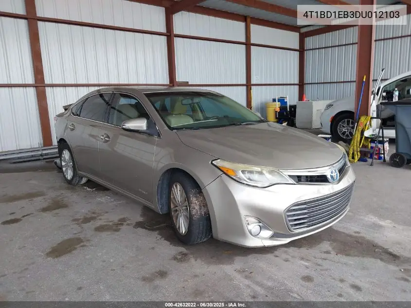 2013 Toyota Avalon Hybrid Xle Touring VIN: 4T1BD1EB3DU012103 Lot: 42632022