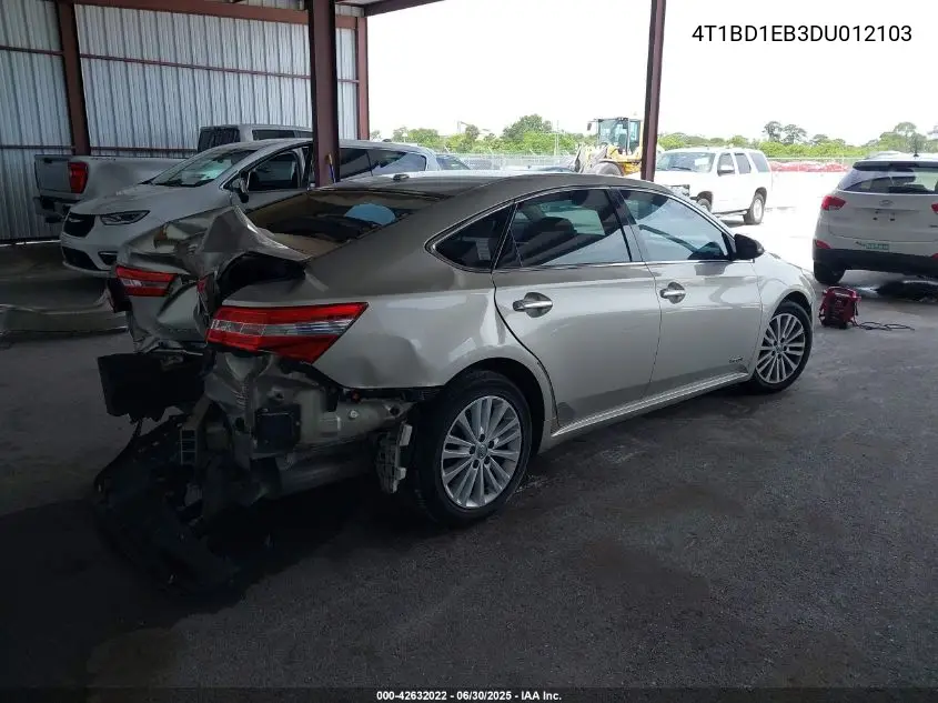 2013 Toyota Avalon Hybrid Xle Touring VIN: 4T1BD1EB3DU012103 Lot: 42632022