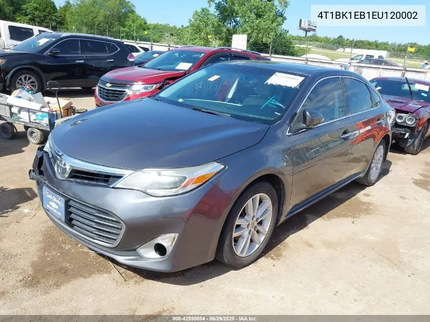 2014 Toyota Avalon Xle Premium VIN: 4T1BK1EB1EU120002 Lot: 42598804