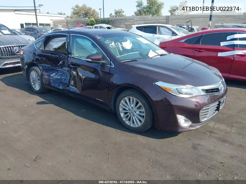 2014 Toyota Avalon Hybrid/Prem/Tour/Ltd VIN: 4T1BD1EB5EU022374 Lot: 42725702